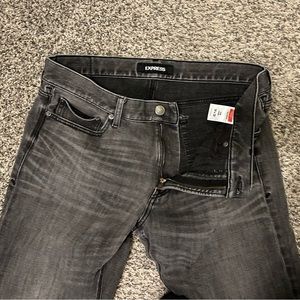 Express 34x32 4 Way Stretch Slim Straight Jeans Black / Grey